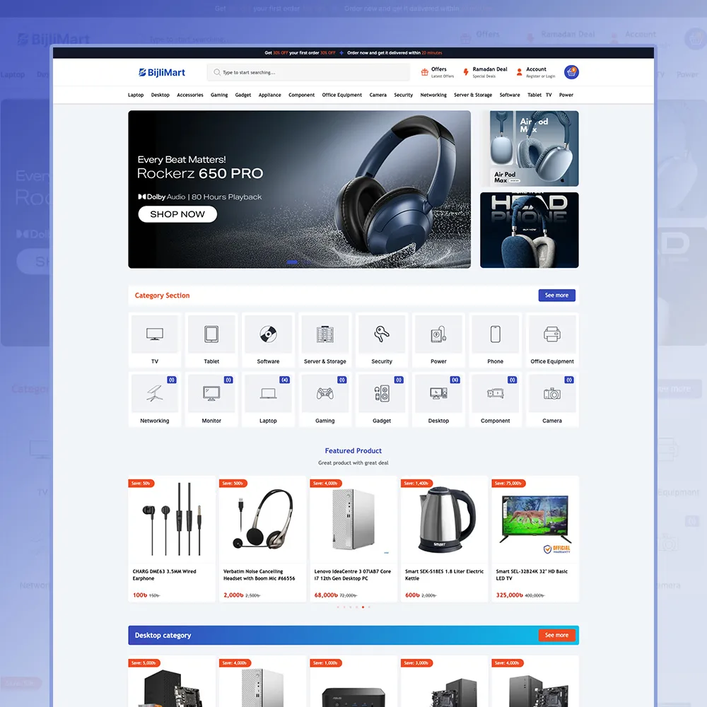 Bijlimart- Gadget Item Website